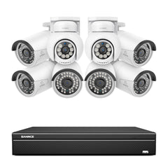 16 canaux 4K PoE PTZ Système de caméras de sécurité, 8MP caméras IP PoE extérieures , Pan & Tilt, NVR compatible ONVIF, audio bidirectionnel, détection intelligente humaine/vehicule (6x caméras PT+2x caméras IP)