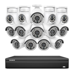 16 canaux 4K PoE PTZ Système de caméras de sécurité, 8MP caméras IP PoE extérieures , Pan & Tilt, NVR compatible ONVIF, audio bidirectionnel, détection intelligente humaine/vehicule (4x caméras PT+10x caméras IP)