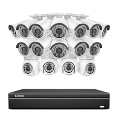 16 canaux 4K PoE PTZ Système de caméras de sécurité, 8MP caméras IP PoE extérieures , Pan & Tilt, NVR compatible ONVIF, audio bidirectionnel, détection intelligente humaine/vehicule (4x caméras PT+12x caméras IP)