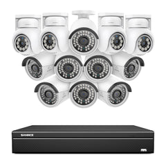16 canaux 4K PoE PTZ Système de caméras de sécurité, 8MP caméras IP PoE extérieures , Pan & Tilt, NVR compatible ONVIF, audio bidirectionnel, détection intelligente humaine/vehicule (4x caméras PT+8x caméras IP)