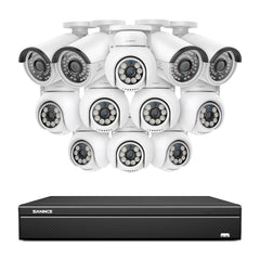 16 canaux 4K PoE PTZ Système de caméras de sécurité, 8MP caméras IP PoE extérieures , Pan & Tilt, NVR compatible ONVIF, audio bidirectionnel, détection intelligente humaine/vehicule (8x caméras PT+4x caméras IP)