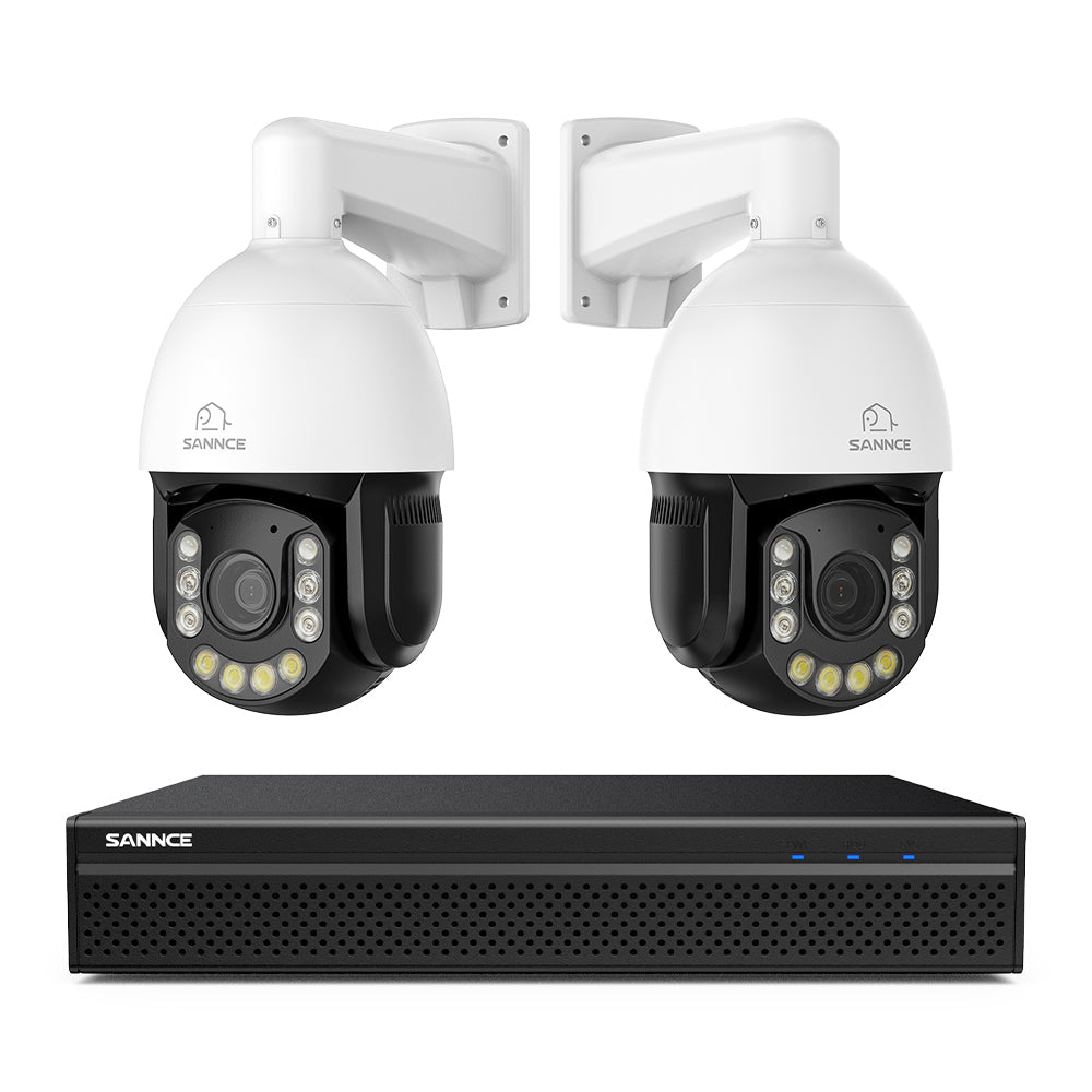 Système de Surveillance NVR PoE 4K à 8 Canaux avec 2 Caméras PTZ 8MP Zoom Optique 20X, Suivi Automatique, Audio Bidirectionnel, Vision Nocturne en Couleur