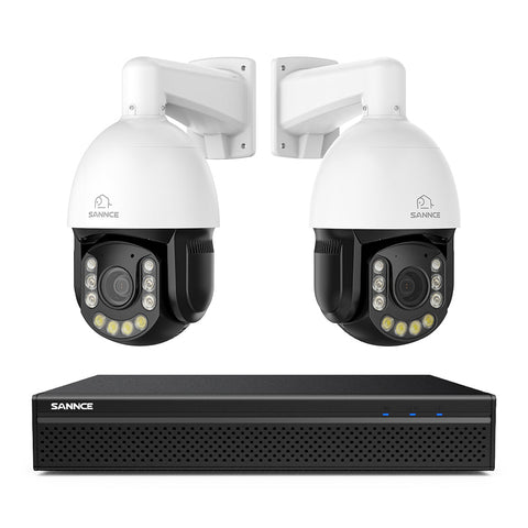 Système de Surveillance NVR PoE 4K à 8 Canaux avec 2 Caméras PTZ 8MP Zoom Optique 20X, Suivi Automatique, Audio Bidirectionnel, Vision Nocturne en Couleur