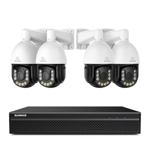 Système de Surveillance NVR PoE 4K à 8 Canaux avec 4 Caméras PTZ 8MP Zoom Optique 20X, Suivi Automatique, Audio Bidirectionnel, Couleur Vision Nocturne