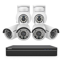 16 canaux 4K PoE PTZ Système de caméras de sécurité, 8MP caméras IP PoE extérieures , Pan & Tilt, NVR compatible ONVIF, audio bidirectionnel, détection intelligente humaine/vehicule (2x caméras PT+4x caméras IP)