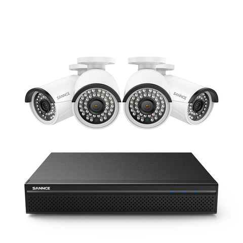 Système de Sécurité Domestique Professionnel - Enregistrement Audio, 4K 8 Canaux NVR PoE Filaire, 4 Caméras Bullet CCTV IP 3MP