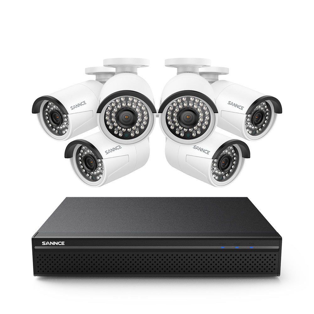 8 Canaux 5MP Système de Sécurité, 6 Bullet IP Caméras, PoE NVR, Enregistrement Audio, Compatible avec onvif