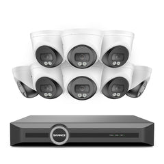WD800 – Système de vidéosurveillance PoE 4K avec audio, compression S+265, détection par IA, vision nocturne couleur à double éclairage, étanchéité IP67 (NVR 8 canaux + 8 caméras)