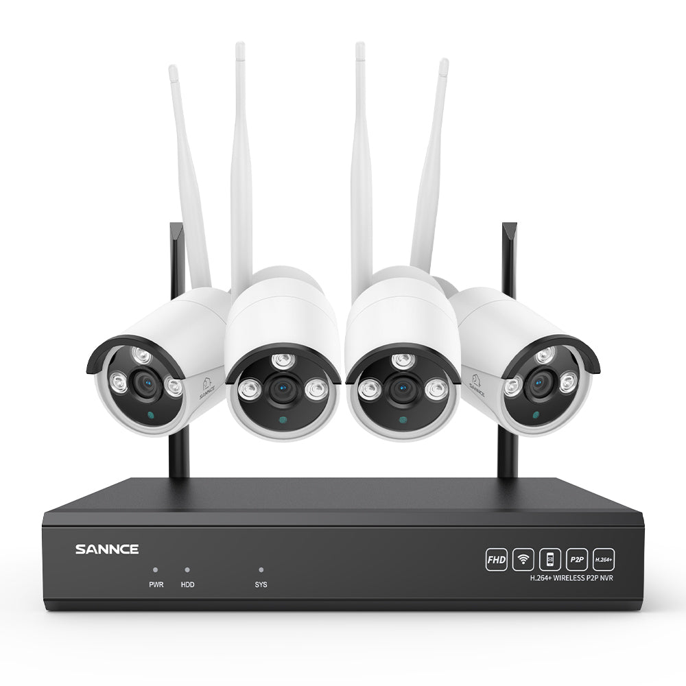 Certifié remis à neuf Kit caméra de surveillance sans fil avec enregistrement audio, 8MP 10CH NVR sans fil + 4x3MP 2K caméra de surveillance extérieure sans fil AI Human Detection IP66 étanche supporte Amazon Alexa
