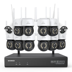 Système de vidéosurveillance sans fil 5MP à 16 canaux avec caméras PT, NVR 8MP, caméras IP WiFi 5MP Pan & Tilt, enregistrement audio, détection humaine par IA, compatible avec Alexa (10 caméras PT, 2 caméras Bullet et NVR 16CH 8MP)
