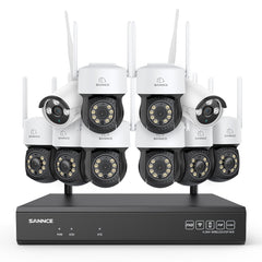 Système de vidéosurveillance sans fil 5MP à 16 canaux avec caméras PT, NVR 8MP, caméras IP WiFi 5MP Pan & Tilt, enregistrement audio, détection humaine par IA, compatible avec Alexa (8 caméras PT, 2 caméras Bullet et NVR 16CH 8MP)