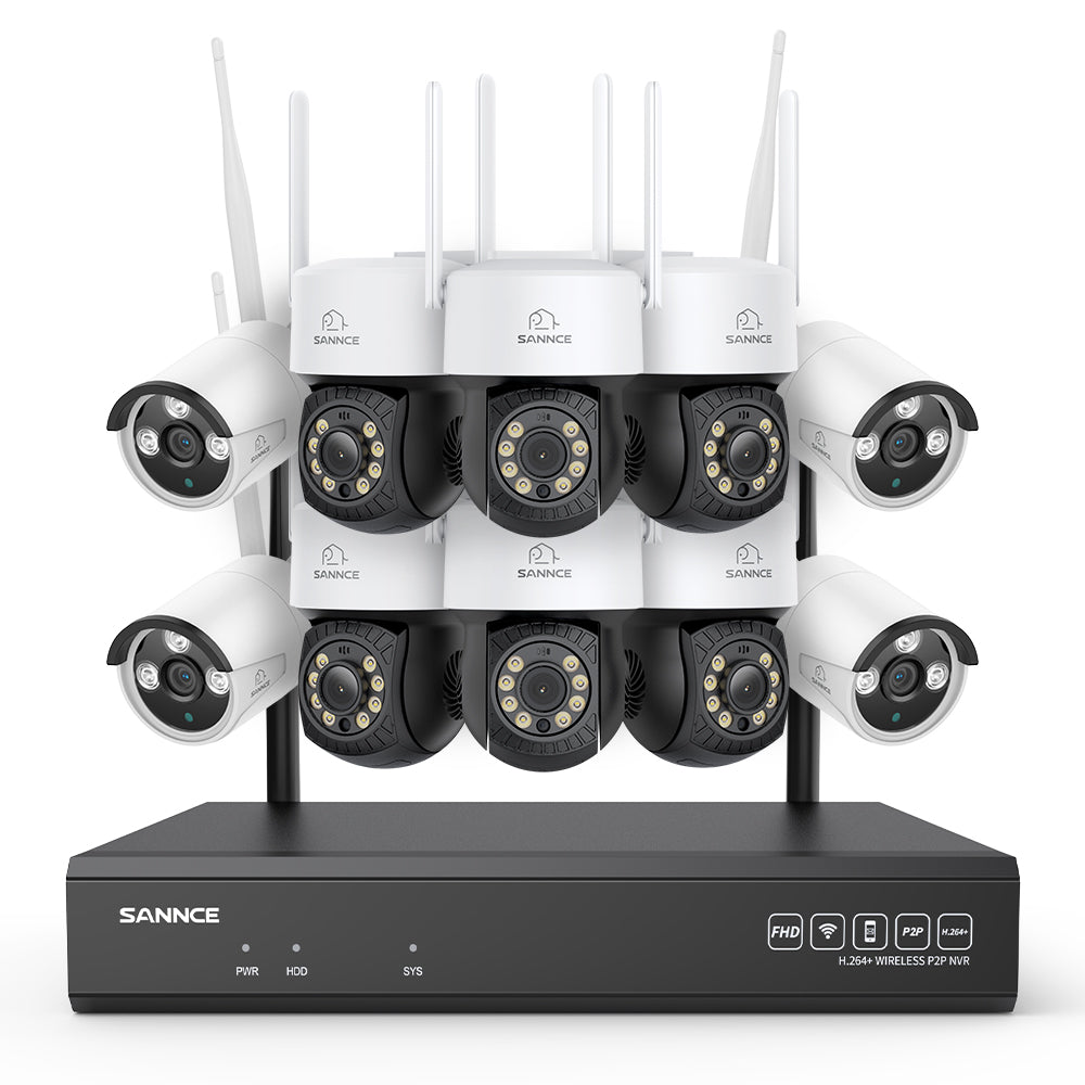 Système de vidéosurveillance sans fil 3MP à 16 canaux avec caméras PT et Bullet, NVR 8MP, caméra IP WiFi 3MP, audio bidirectionnel, étanchéité IP66, détection intelligente des personnes par IA, compatible avec Alexa