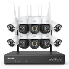 Système de vidéosurveillance sans fil 3MP à 16 canaux avec caméras PT et Bullet, NVR 8MP, caméra IP WiFi 3MP, audio bidirectionnel, étanchéité IP66, détection intelligente des personnes par IA, compatible avec Alexa