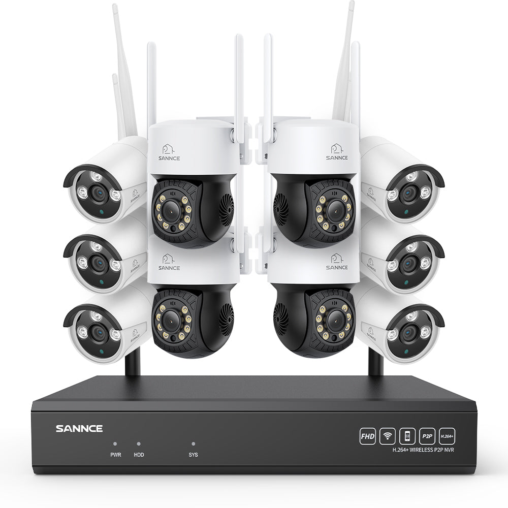 Système de vidéosurveillance sans fil 3MP à 16 canaux avec caméras PT et Bullet, NVR 8MP, caméra IP WiFi 3MP, audio bidirectionnel, étanchéité IP66, détection intelligente des personnes par IA, compatible avec Alexa