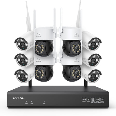 Système de vidéosurveillance sans fil 3MP à 16 canaux avec caméras PT et Bullet, NVR 8MP, caméra IP WiFi 3MP, audio bidirectionnel, étanchéité IP66, détection intelligente des personnes par IA, compatible avec Alexa
