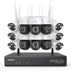 Système de vidéosurveillance sans fil 3MP à 16 canaux avec caméras PT et Bullet, NVR 8MP, caméra IP WiFi 3MP, audio bidirectionnel, étanchéité IP66, détection intelligente des personnes par IA, compatible avec Alexa