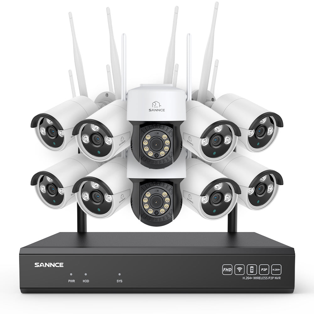 Système de vidéosurveillance sans fil 3MP à 16 canaux avec caméras PT et Bullet, NVR 8MP, caméra IP WiFi 3MP, audio bidirectionnel, étanchéité IP66, détection intelligente des personnes par IA, compatible avec Alexa
