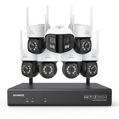 Kit Vidéosurveillance WiFi 5MP 16 Canaux, NVR 8MP, Caméras PT, Détection IA, Audio, Vision Nocturne, Compatible Alexa (6 PT + 1 Double Objectif 4MP)