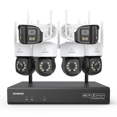 Kit Vidéosurveillance WiFi 5MP 16 Canaux, NVR 8MP, Caméras PT, Détection IA, Audio, Vision Nocturne, Compatible Alexa (4 PT + 2 Double Objectif 4MP)