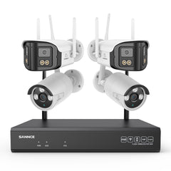 Kit Vidéosurveillance WiFi 5MP, NVR 8MP, 16 Canaux, Caméras IP, Détection IA, Audio, Vision Nocturne, Compatible Alexa (2 Double Objectif 4MP + 2 Caméras 3MP)