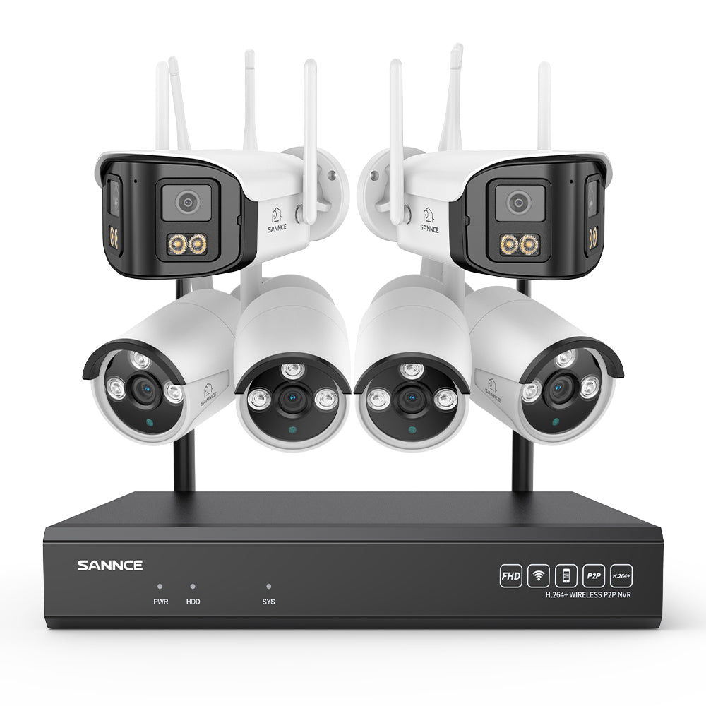 Kit Vidéosurveillance WiFi 5MP, NVR 8MP, 16 Canaux, Caméras IP, Détection IA, Audio, Vision Nocturne, Compatible Alexa (2 Double Objectif 4MP + 4 Caméras 3MP)
