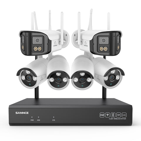 Kit Vidéosurveillance WiFi 5MP, NVR 8MP, 16 Canaux, Caméras IP, Détection IA, Audio, Vision Nocturne, Compatible Alexa (2 Double Objectif 4MP + 4 Caméras 3MP)