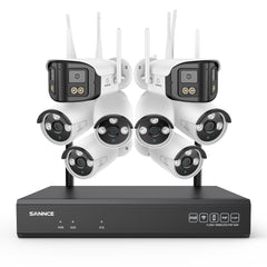 Kit Vidéosurveillance WiFi 5MP, NVR 8MP, 16 Canaux, Caméras IP, Détection IA, Audio, Vision Nocturne, Compatible Alexa (2 Double Objectif 4MP + 6 Caméras 3MP)