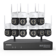 Système de caméras de surveillance CCTV PT sans fil 5MP à 16 canaux avec NVR 8MP, 10 caméras IP Wi-Fi 5MP motorisées (Pan & Tilt), enregistrement audio, détection humaine par IA, compatible avec Alexa