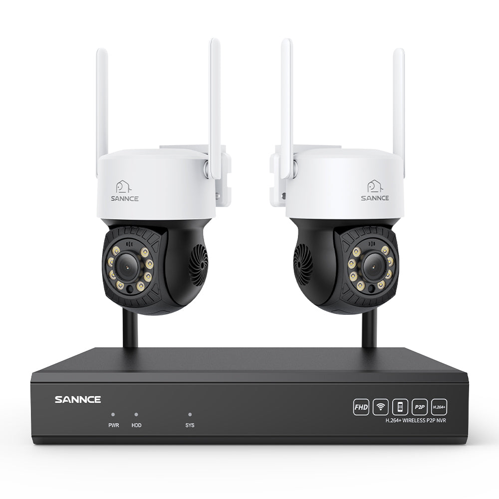 Système de caméras de surveillance CCTV PT sans fil 5MP à 16 canaux avec NVR 8MP, 2 caméras IP Wi-Fi 5MP motorisées (Pan & Tilt), enregistrement audio, détection humaine par IA, compatible avec Alexa