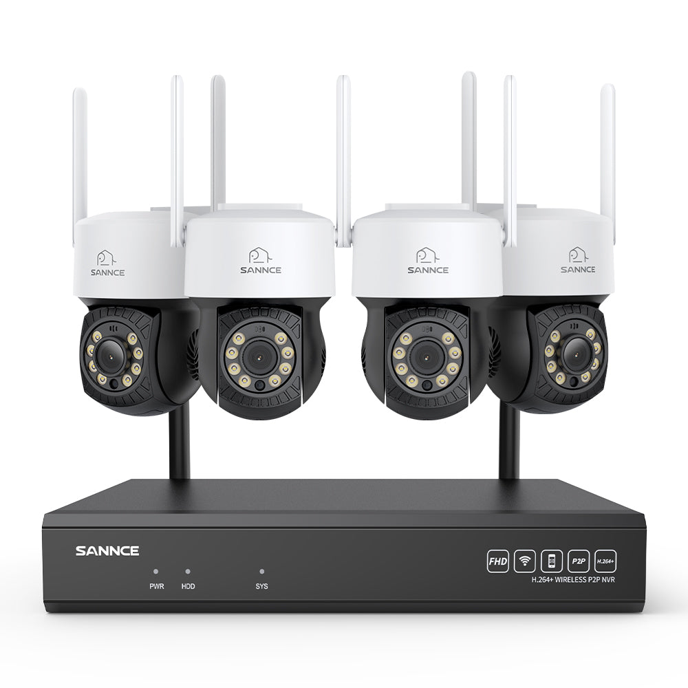 Système de caméras de surveillance CCTV PT sans fil 5MP à 16 canaux avec NVR 8MP, 4 caméras IP Wi-Fi 5MP motorisées (Pan & Tilt), enregistrement audio, détection humaine par IA, compatible avec Alexa
