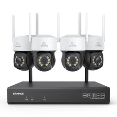 Système de caméras de surveillance CCTV PT sans fil 5MP à 16 canaux avec NVR 8MP, 4 caméras IP Wi-Fi 5MP motorisées (Pan & Tilt), enregistrement audio, détection humaine par IA, compatible avec Alexa