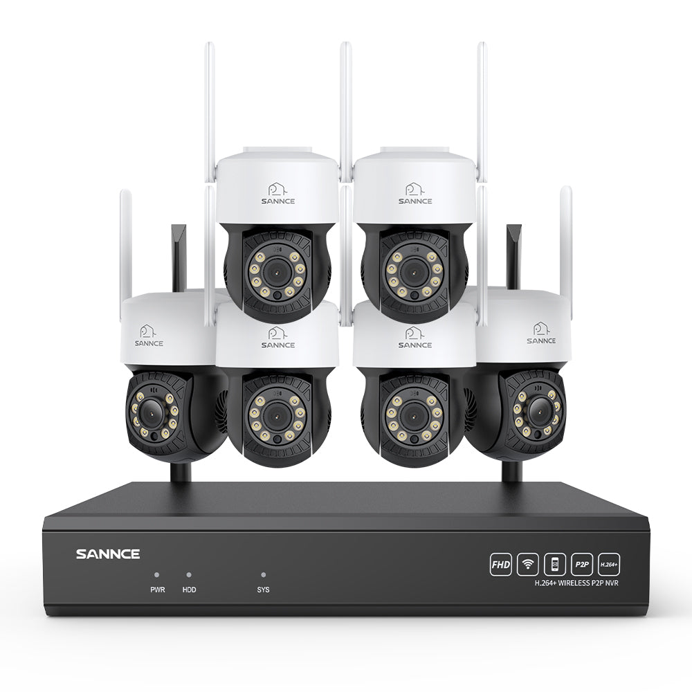 Système de caméras de surveillance CCTV PT sans fil 5MP à 16 canaux avec NVR 8MP, 6 caméras IP Wi-Fi 5MP motorisées (Pan & Tilt), enregistrement audio, détection humaine par IA, compatible avec Alexa