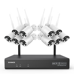 Système de caméra de sécurité sans fil 4K 16 canaux, NVR 8MP, caméra IP WiFi 8MP, audio bidirectionnel, étanchéité IP66, détection humaine intelligente AI, fonctionne avec Alexa