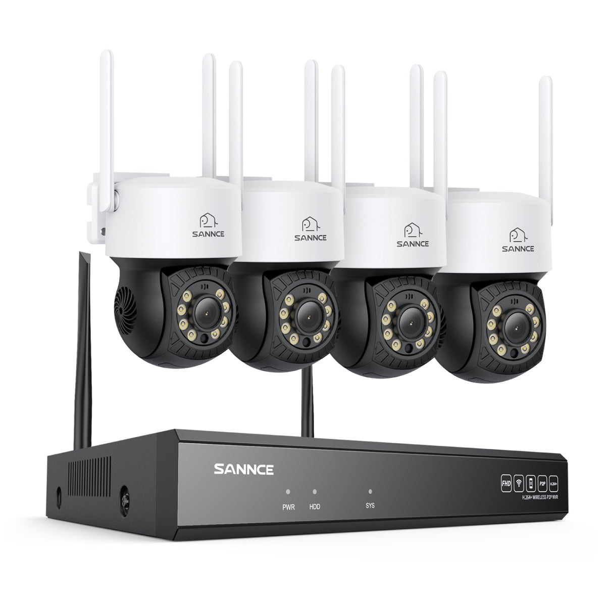 Système de caméras de surveillance CCTV PT sans fil 5MP à 16 canaux avec NVR 8MP, 4 caméras IP Wi-Fi 5MP motorisées (Pan & Tilt), enregistrement audio, détection humaine par IA, compatible avec Alexa