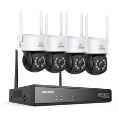 Système de caméras de surveillance CCTV PT sans fil 5MP à 16 canaux avec NVR 8MP, 4 caméras IP Wi-Fi 5MP motorisées (Pan & Tilt), enregistrement audio, détection humaine par IA, compatible avec Alexa