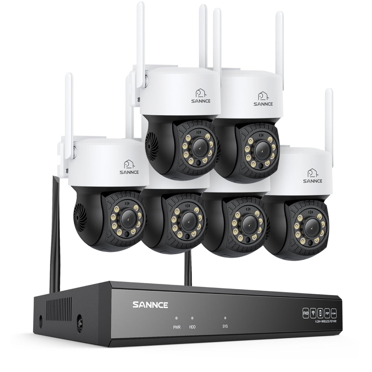 Système de caméras de surveillance CCTV PT sans fil 5MP à 16 canaux avec NVR 8MP, 6 caméras IP Wi-Fi 5MP motorisées (Pan & Tilt), enregistrement audio, détection humaine par IA, compatible avec Alexa