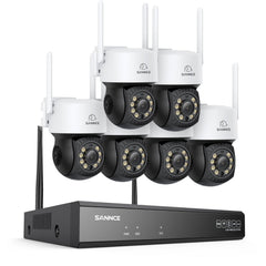 Système de caméras de surveillance CCTV PT sans fil 3MP à 16 canaux avec NVR 8MP, 6 caméras IP Wi-Fi 3MP motorisées, enregistrement audio, détection humaine par IA, compatible Alexa