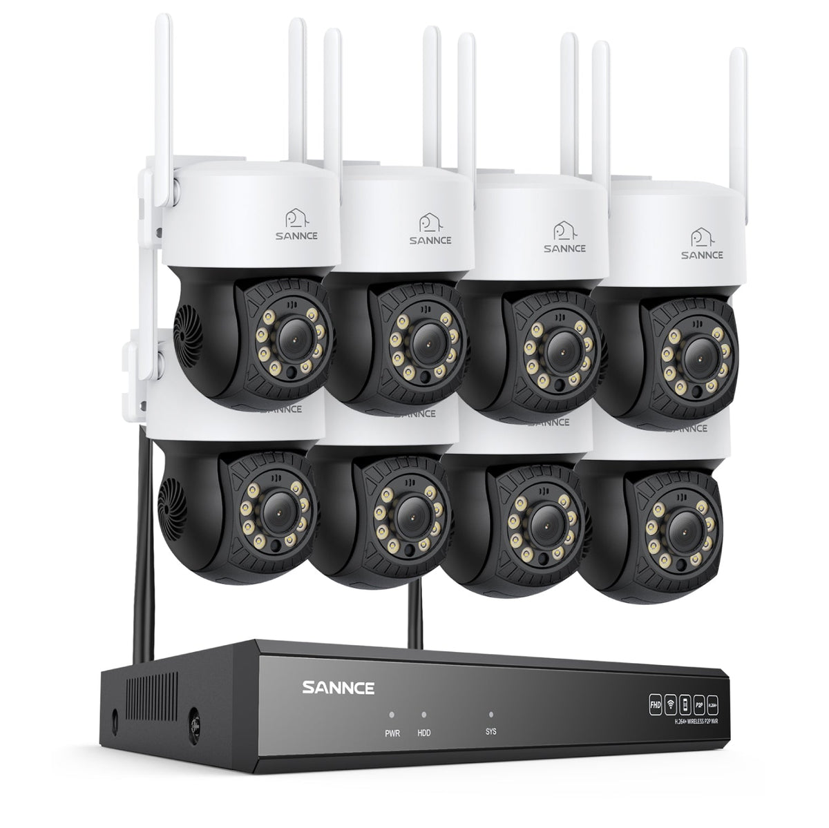 Système de caméras de surveillance CCTV PT sans fil 3MP à 16 canaux avec NVR 8MP, 8 caméras IP Wi-Fi 3MP motorisées, enregistrement audio, détection humaine par IA, compatible Alexa