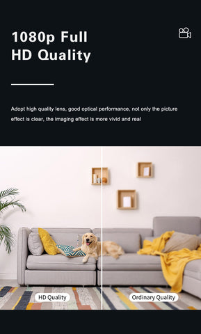 Caméra intérieure carrée 1080P WiFi, sécurité maison, moniteur pour animaux/bébés, vision nocturne, détection IA, stockage carte SD