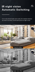 Caméra intérieure carrée 1080P WiFi, sécurité maison, moniteur pour animaux/bébés, vision nocturne, détection IA, stockage carte SD