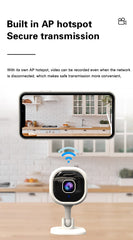 Caméra intérieure carrée 1080P WiFi, sécurité maison, moniteur pour animaux/bébés, vision nocturne, détection IA, stockage carte SD