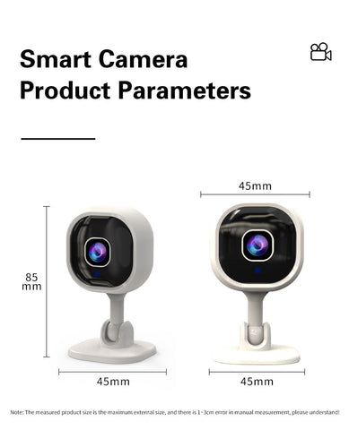 Caméra intérieure carrée 1080P WiFi, sécurité maison, moniteur pour animaux/bébés, vision nocturne, détection IA, stockage carte SD