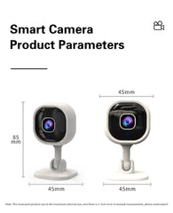 Caméra intérieure carrée 1080P WiFi, sécurité maison, moniteur pour animaux/bébés, vision nocturne, détection IA, stockage carte SD