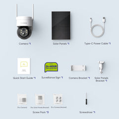 Caméra IP sans fil Panoramique et Inclinaison 4MP - Alimentation sur Batterie/Solaire, Vision Nocturne Couleur, Audio Bidirectionnel, Compatible avec Alexa, Détection de Forme Humaine par PIR