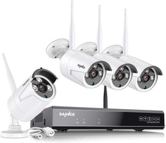 certifié remis à neuf Ensemble de caméras de surveillance SANNCE WLAN 8CH NVR et 4X 2MP IP WiFi caméra de surveillance système de vidéosurveillance extérieur résistant aux intempéries, détection de personne, prend en charge Alexa