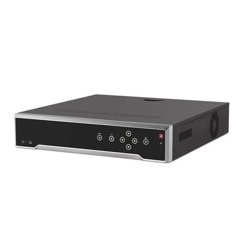 4K 32 canaux PoE NVR Recorder avec 16 ports PoE, résolution vidéo jusqu'à 12MP, H.265+, 4 baies pour disques durs, recherche intelligente d'analyse du contenu vidéo, détection de la température