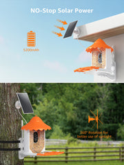Caméra de Mangeoire à Oiseaux FHD 1080P Oiseaux Exterieur, Caméra d'oiseaux, AI Reconnaissance des Espèces d'Oiseau, Caméra WiFi à Batterie, Capture Automatique des Images/Vidéos, IP65 Etanche (Birdfy Feeder)