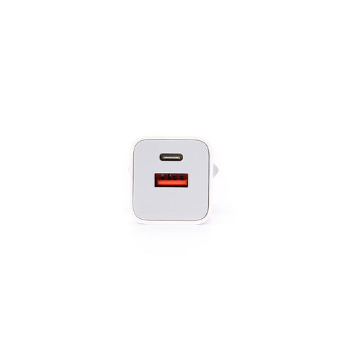 Chargeur USB C, 2 ports avec adaptateur secteur 30W USB C+18W A avec prise murale pliable pour iPad/iPad Mini/ iPhone 14/ 14 Pro/ 14 Pro Max/ 13/ 13 Mini/ 13 Pro/ 13 Pro Max/ 12/ 11, Pixel, Galaxy, Watch, Airpods, etc.