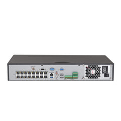 4K 32 canaux PoE NVR Recorder avec 16 ports PoE, résolution vidéo jusqu'à 12MP, H.265+, 4 baies pour disques durs, recherche intelligente d'analyse du contenu vidéo, détection de la température