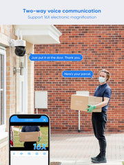 3MP 10 canaux Système de caméra PT CCTV sans fil, NVR 8MP, 2 IP caméras sans fil panoramiques & inclinables, enregistrement audio, détection humaine AI, fonctionne avec Alexa
